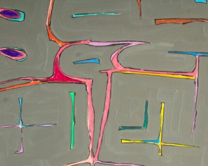 1983 “Learning to Walk Again” Abstract Mixed Media Painting by Harry Hilson